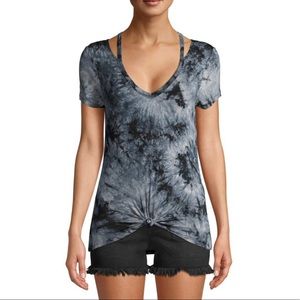 No Boundaries 3X Tie Dye Knotted Tee Navy Blue EUC